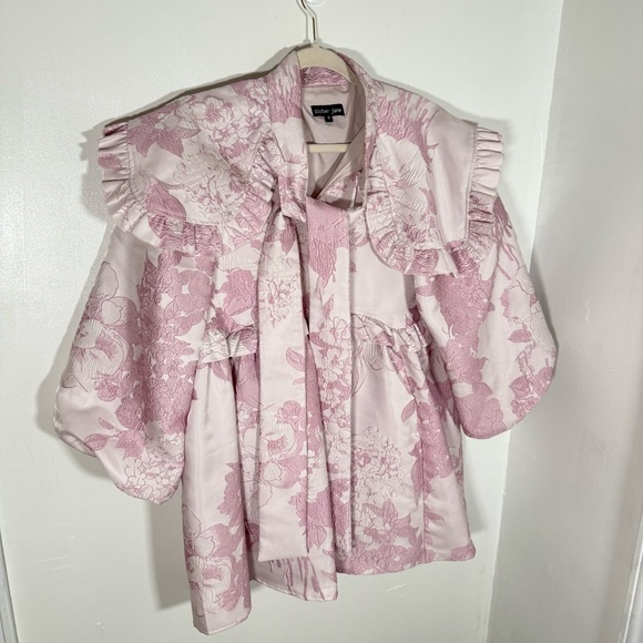 NEW Sister Jane Misty Jacquard Bow Dress Pink Floral - Picture 3 of 11